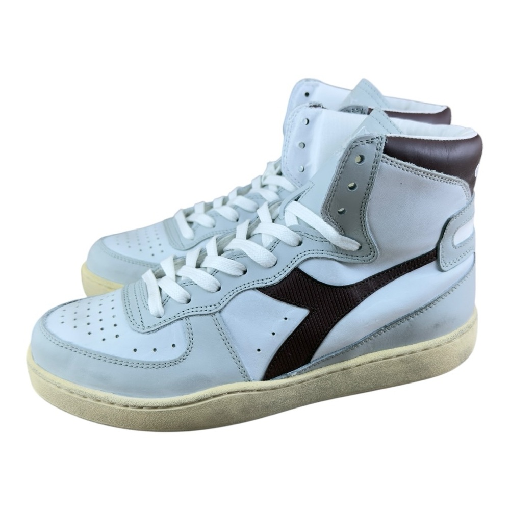 Diadora Heritage Mi Basket Frame Used 'Gray Red' Leather High-Top Sneakers